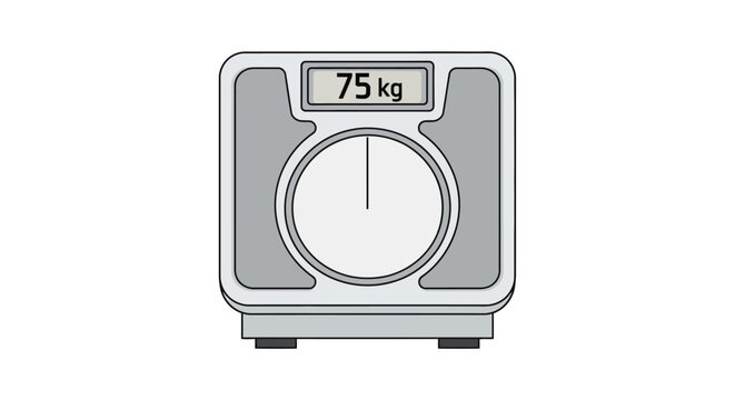 Digital Bathroom Scale Displaying 75 kg Weight