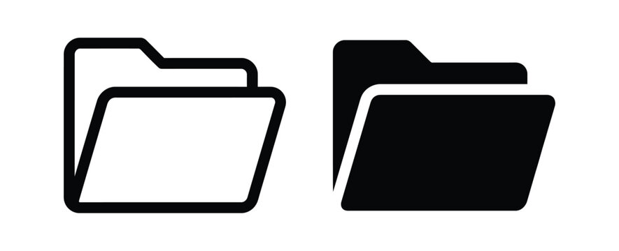 Two black and white folder icons on a white background Vector