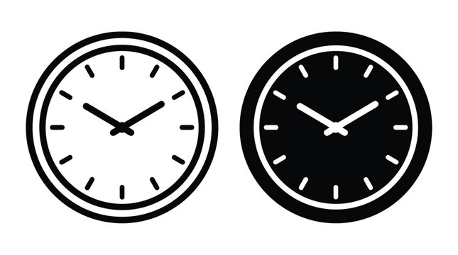 Two clocks showing different times on white background Vector