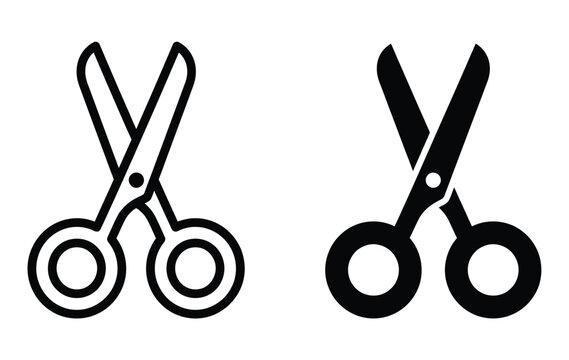 A black and white image of two pairs of scissors Vector