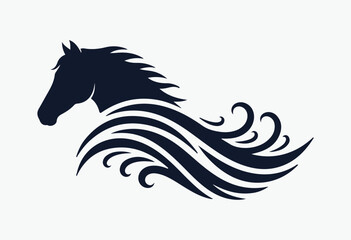 Obraz premium Horse wave silhouette logo.