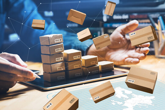 Business online marketing and product development concepts with customer relationship management system and enterprise resource planning.Strategic planning and data analysis
