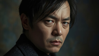 Fototapeta premium Intense male portrait close up contemplative expression