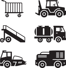 Fototapeta premium Industrial and construction vehicle icon set logistics equipment collection