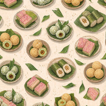Indonesian Traditional Snacks Soft Color Illustration