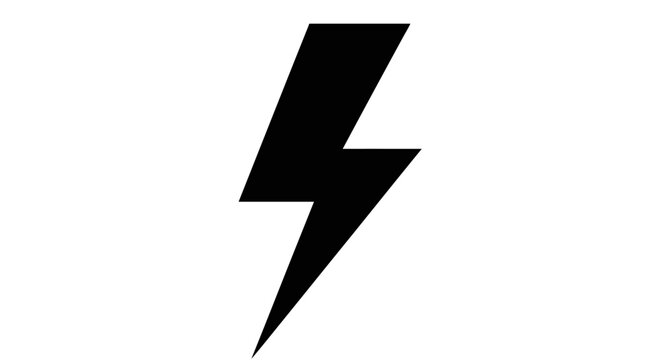 Black Lightning Bolt Icon Symbol on White Background