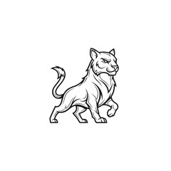 Fototapeta premium Stylized Line Art Illustration of a Fierce Tiger Walking Confidently.