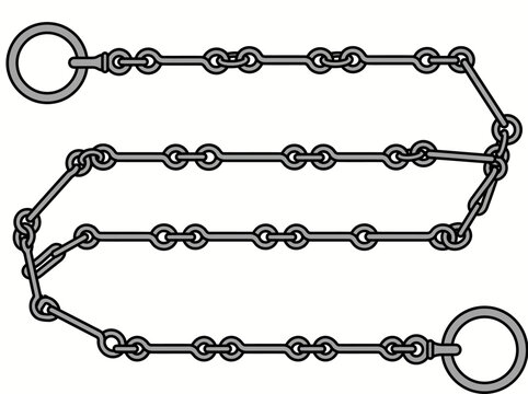 Illustration of a snaffle bit with chain links and rings on a white background.