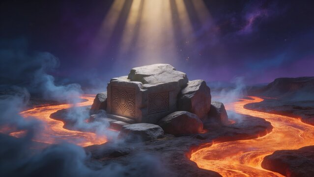 Stone structure in lava flow