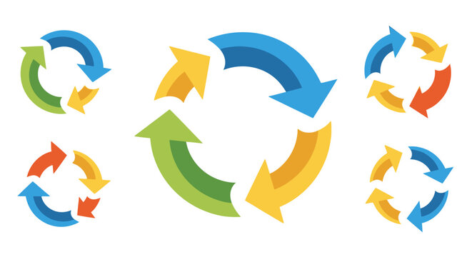 Circular Arrows Icon Set: Cycle, Rotation, Refresh, Repeat, Workflow, Loop