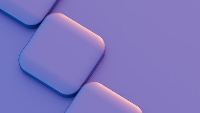 Abstract blue plastic square shapes. 3d render.