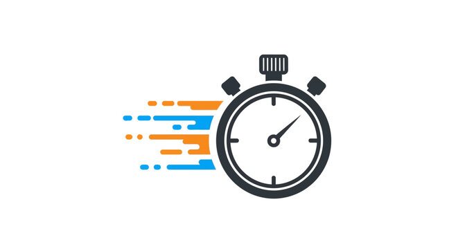 Fast Stopwatch Icon with Speed Lines - Time Management and Speed Concept