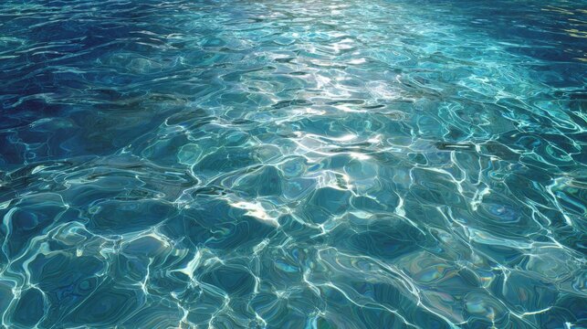 Blue rippled water texture background with soft wave patterns and fluid motion, abstract aqua surface with gentle reflections and calming flow, clean aquatic backdrop for design, summer themes, and na