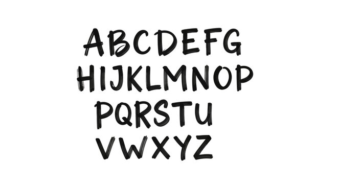 Black Alphabet Letters on White Background.
