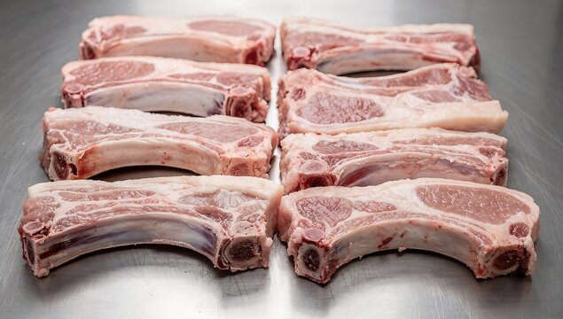 eid al-adha raw goat meat ribs cut into portions on transparent background for culinary use