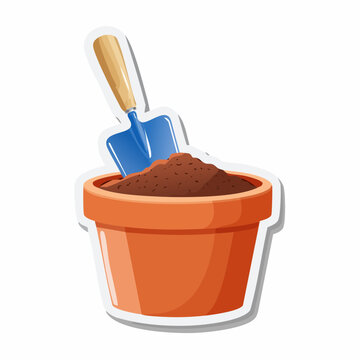 Gardening Trowel in Pot with Soil