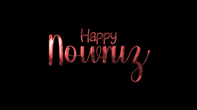 Displays the words happy nowruz in a celebratory script. Perfect for nowruz greeting cards, social media posts, festive invitations, and cultural event promotions.