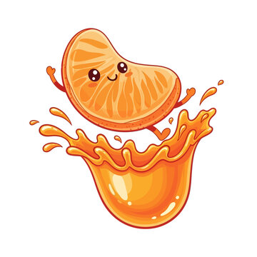 Happy bean character splashing orange liquid