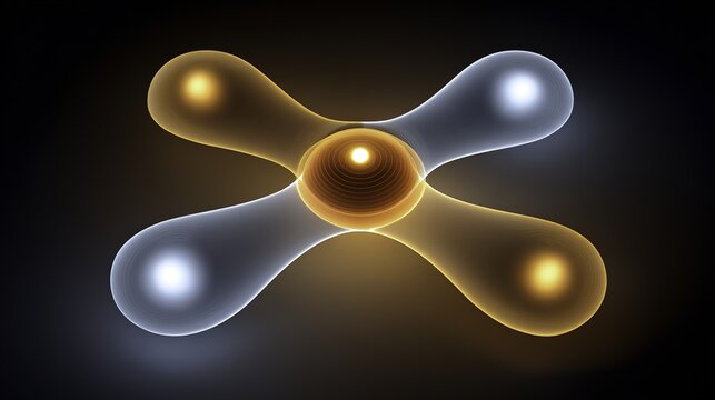 Visualization of an atomic orbital structure with electron density distribution around a central nucleus