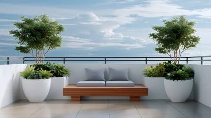 Obraz premium Modern rooftop terrace creating relaxing urban garden