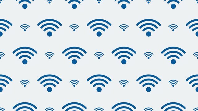 Blue wifi signal icons on light background, wireless internet connectivity and network technology symbol.