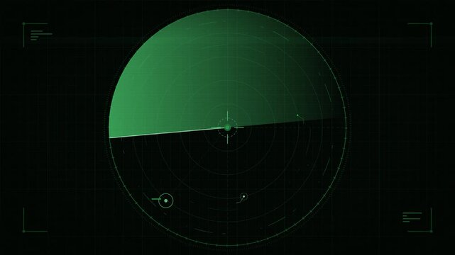 Animated Green Sonar Radar Screen Scanning Motion Design