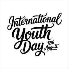 Fototapeta premium International Youth Day Typography Design – 12th August Celebration Lettering for Youth Awareness Campaign