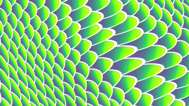 Abstract green fish scales undulating in a rhythmic motion loop background