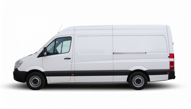 Blank white delivery cargo van mockup isolated on a white background