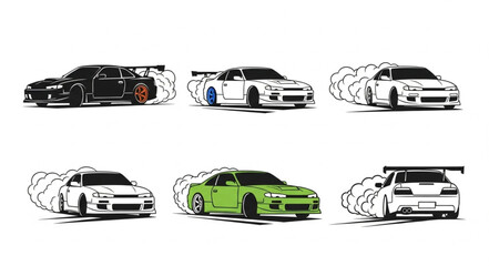 Collection of Sport Cars in Motion Vector Art. © Payah