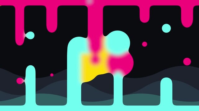 Abstract animation of vibrant fluid blobs morphing on dark background