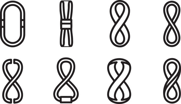 Black and white music note icons set vector isolated Vector
