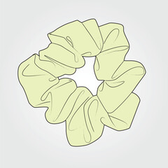 Silk satin scrunchies technical flat sketch vector mockup illustration. © Clothing Design