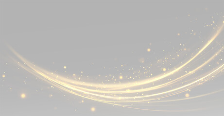Dynamic glowing gold lines and radiant stardust sparkle effect png © Alehandro