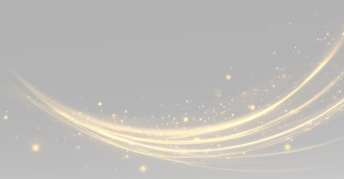 Dynamic glowing gold lines and radiant stardust sparkle effect png