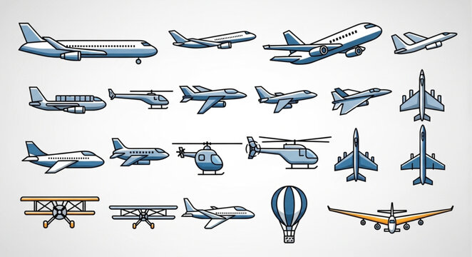 Collection of various aircraft and flying vehicles.