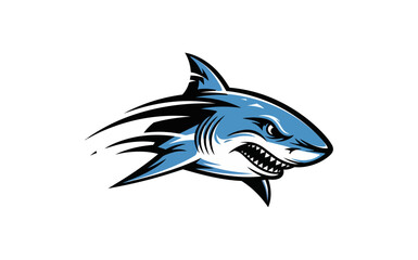 Obraz premium Shark illustration blue animal design on black background