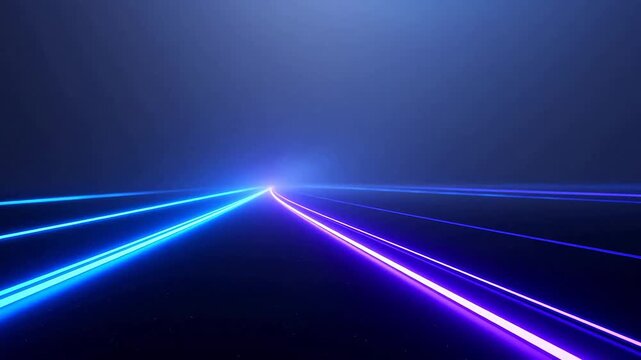 Abstract neon light trails on dark background