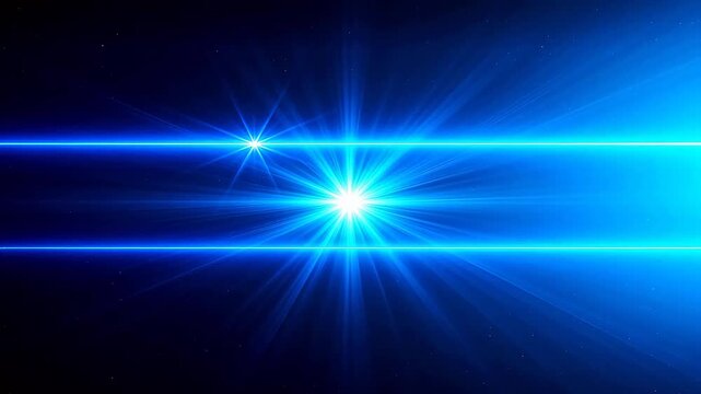 Blue light beams with starburst effects