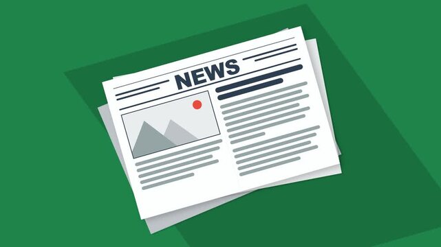 Minimalist Newspaper Animation on Green Background for Journalism and Media Concepts