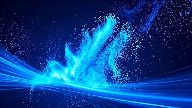 Abstract blue light particles and streaks