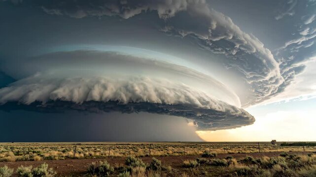 Majestic Storm Cloud Formation Over Open Landscape.