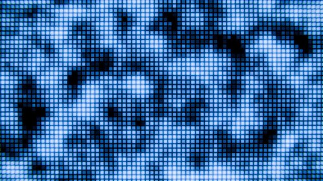 Futuristic Blue Digital Dot Matrix Camouflage Pattern Pixel motion background.	4K.