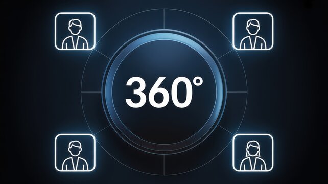 360 degree feedback concept illustration showing team member evaluation