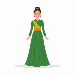Fototapeta premium Woman in Traditional Green Dress