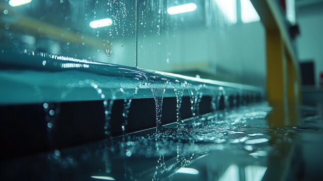 Rain protection film testing hydrophobic surface interactions laboratory environment water droplets coated glass panels professional testing setup