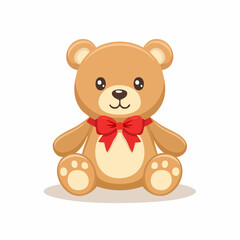 Cute Teddy Bear with Red Bow