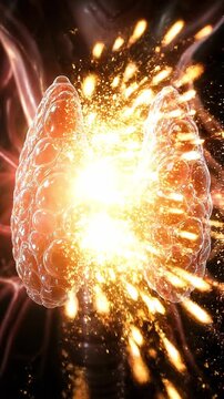 Thyroid hormone imbalance endocrine gland inflammation medical illustration anatomy, inflamed thyroid gland neck anatomy with glowing energy burst, endocrine system thyroid disease concept, 3d render