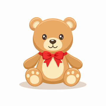 Cute Teddy Bear with Red Bow