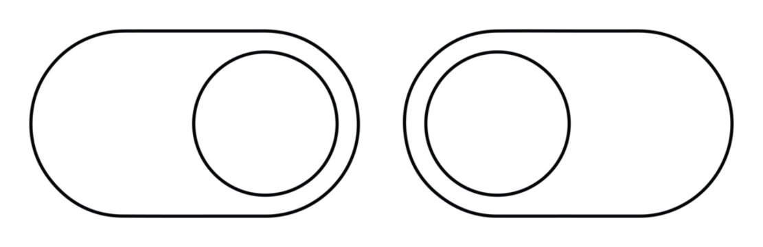 Minimalist Toggle Switch Vector Icons, UI/UX Design Elements for Web and Mobile Interfaces, Modern On/Off Buttons for Digital Applications